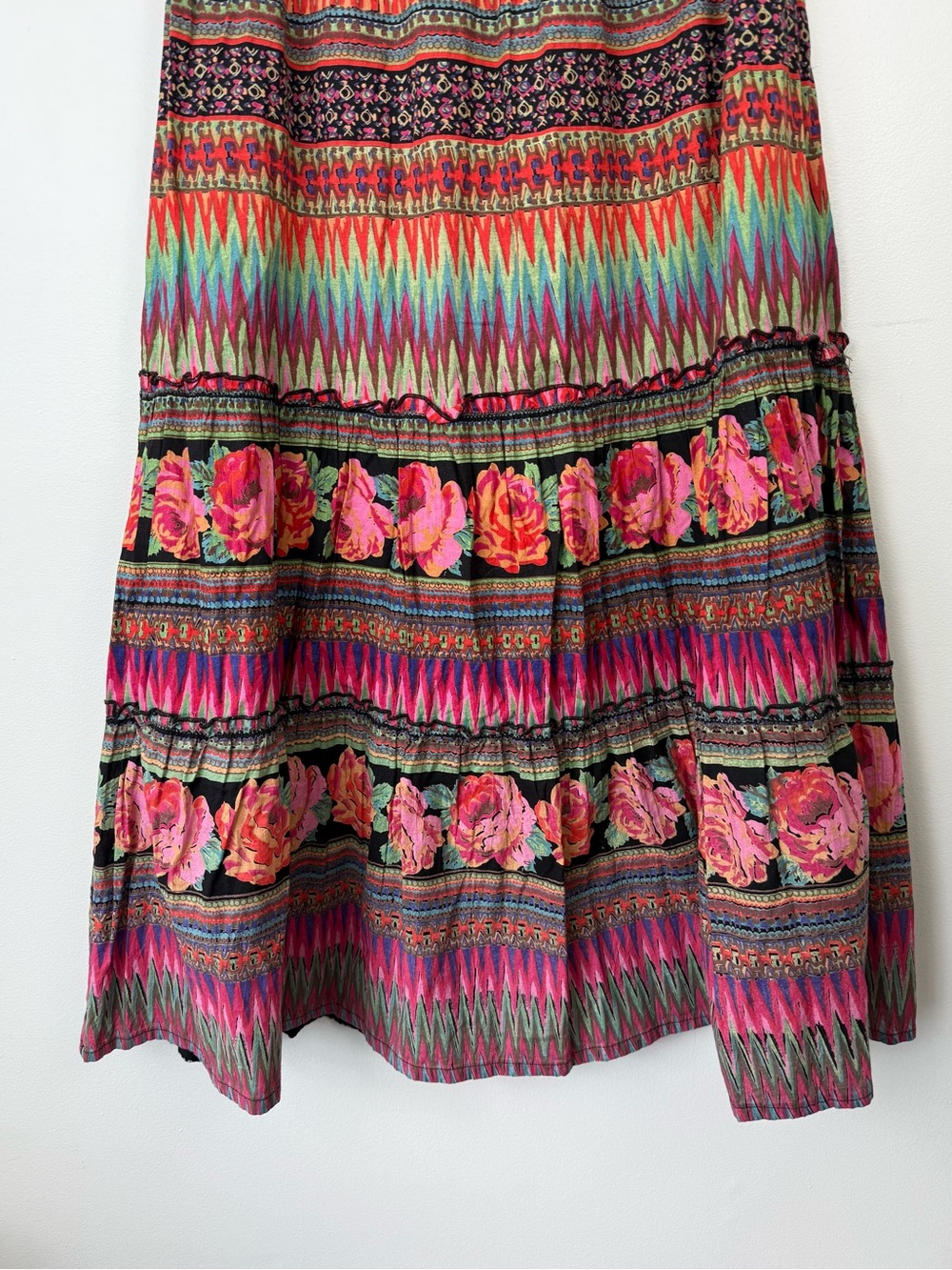 Angie Festival Boho Floral Colorful Maxi Skirt Size Medium - Picture 3 of 6